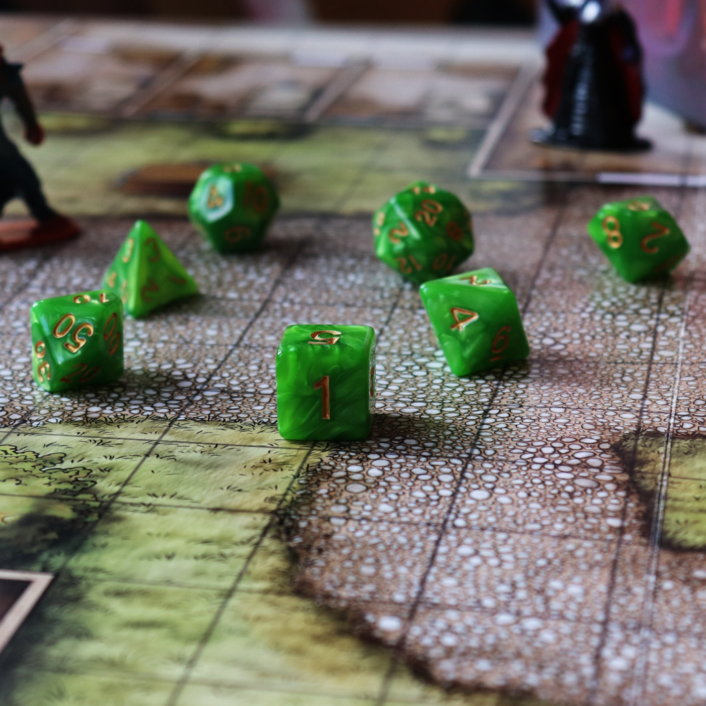 Opaque Acrylic Set of 7 TTRPG Dice - Acid Splash