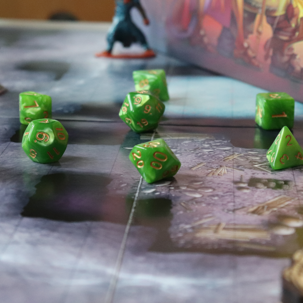 Opaque Acrylic Set of 7 TTRPG Dice - Acid Splash