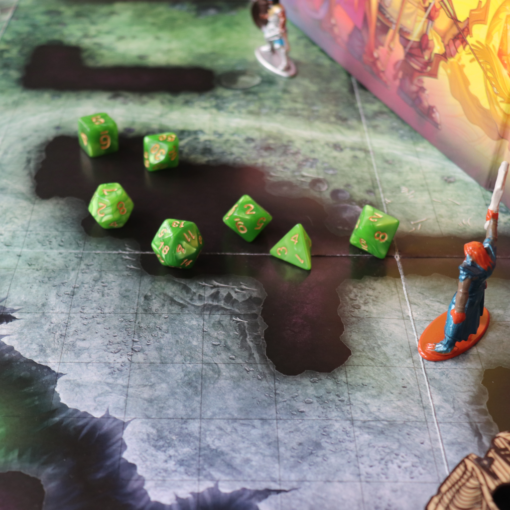 Opaque Acrylic Set of 7 TTRPG Dice - Acid Splash