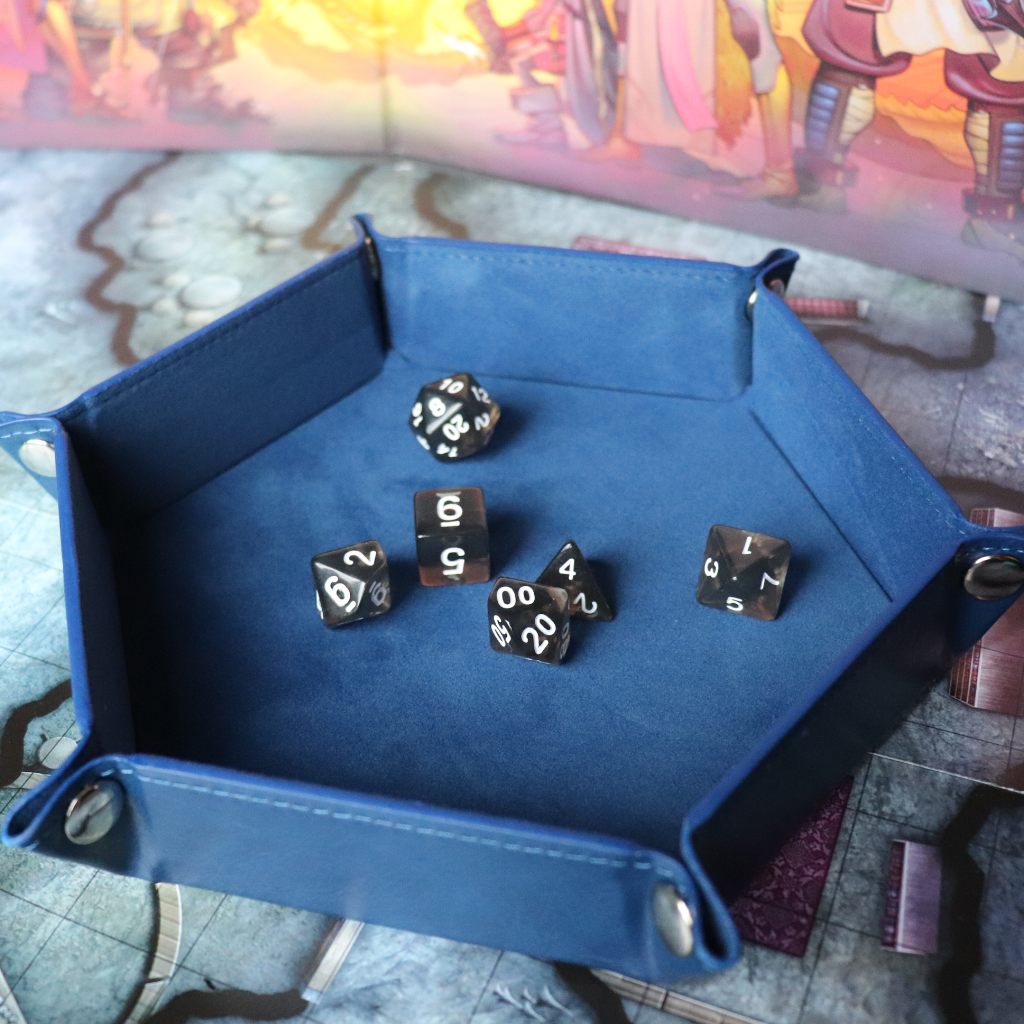 Faux Leather Pop UP Dice Tray - Antique Blue (2 Styles Available)