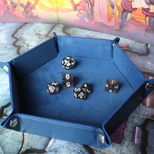 Faux Leather Pop UP Dice Tray - Antique Blue (2 Styles Available)