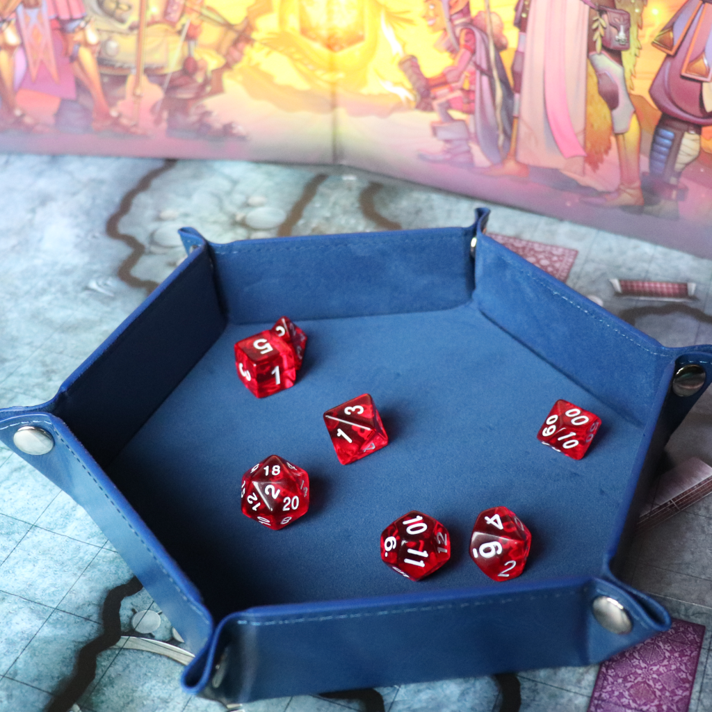 Faux Leather Pop UP Dice Tray - Antique Blue (2 Styles Available)