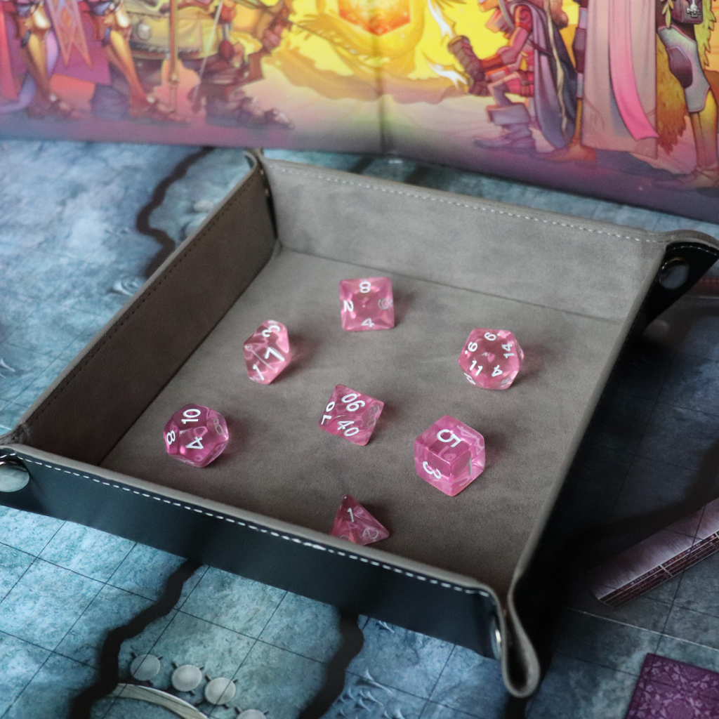 Faux Leather Pop UP Dice Tray - Cleric Silver (2 Styles Available)