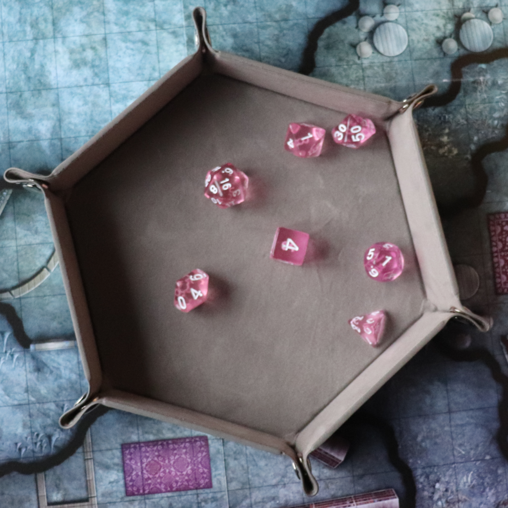 Faux Leather Pop UP Dice Tray - Cleric Silver (2 Styles Available)