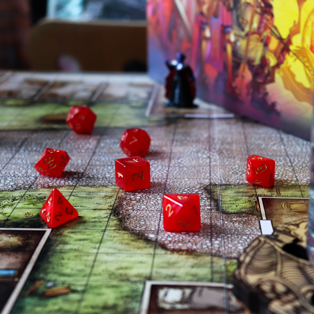 Opaque Acrylic Set of 7 TTRPG Dice - Crimson Rite