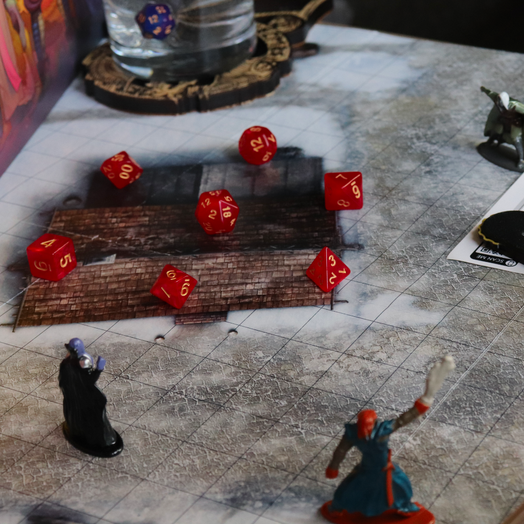 Opaque Acrylic Set of 7 TTRPG Dice - Crimson Rite