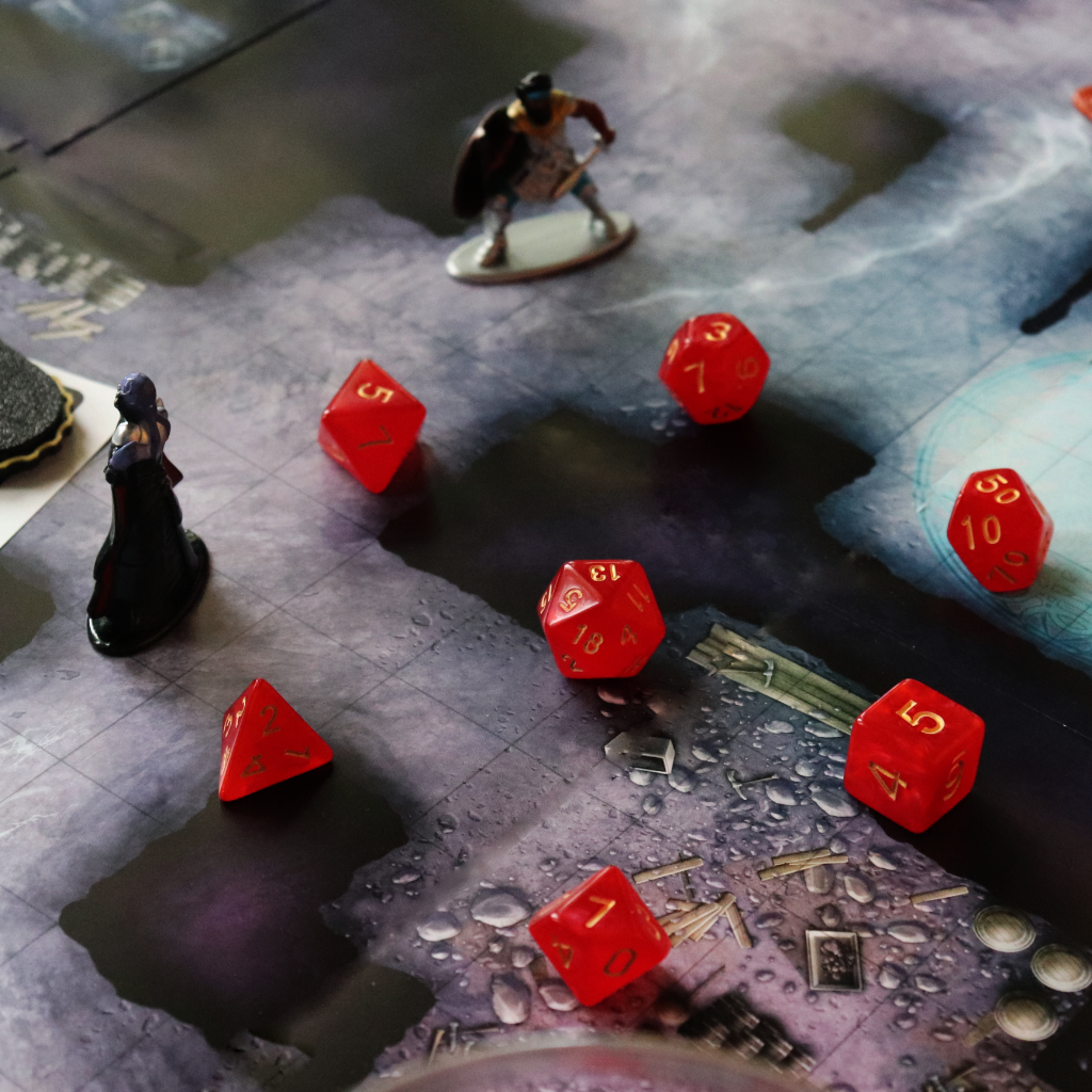 Opaque Acrylic Set of 7 TTRPG Dice - Crimson Rite