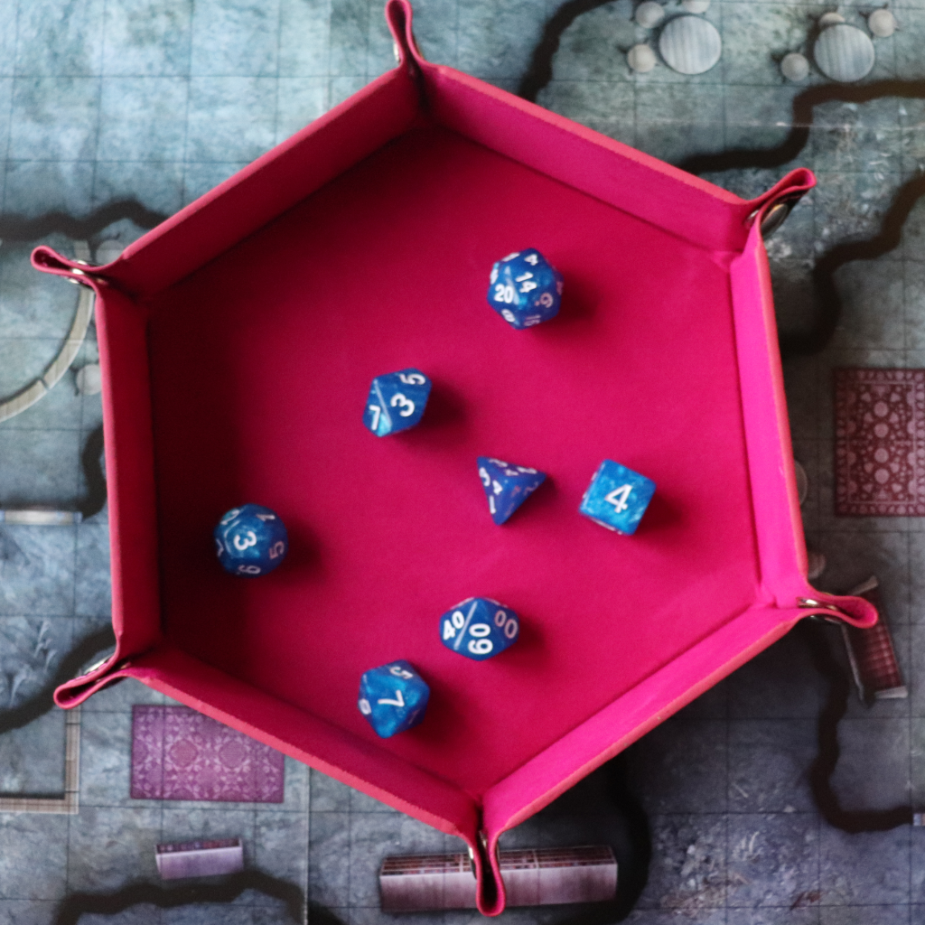 Faux Leather Pop UP Dice Tray - Pink Dragon (2 Styles Available)