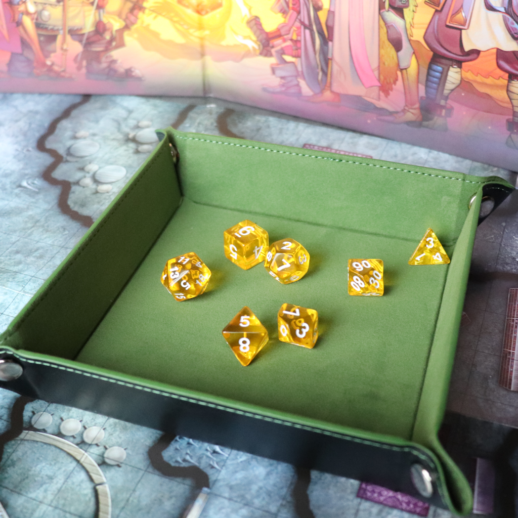 Faux Leather Pop UP Dice Tray - Druid's Moss (2 Styles Available)