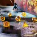 Transparent Acrylic Set of 7 TTRPG Dice - Druids Honey