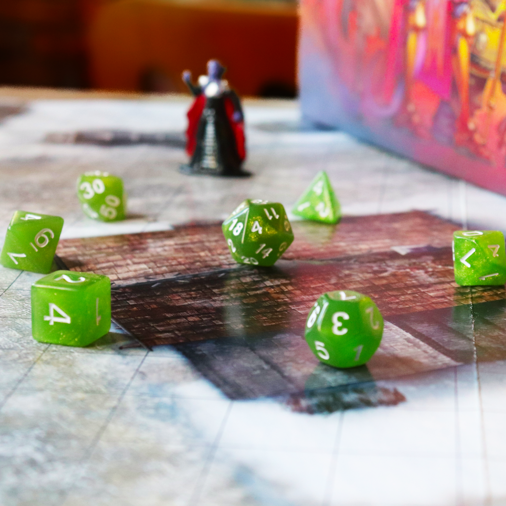 Opaque Acrylic Set of 7 TTRPG Dice - Enclave Green