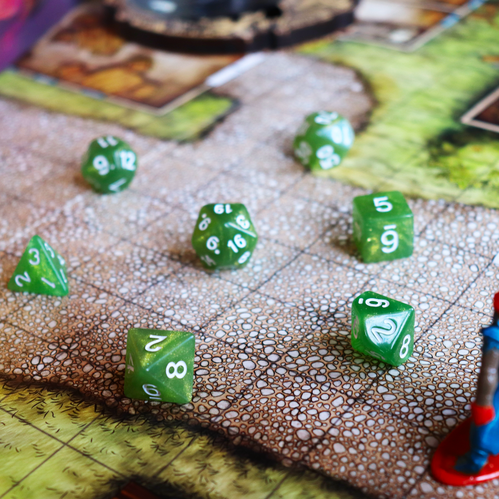 Opaque Acrylic Set of 7 TTRPG Dice - Enclave Green