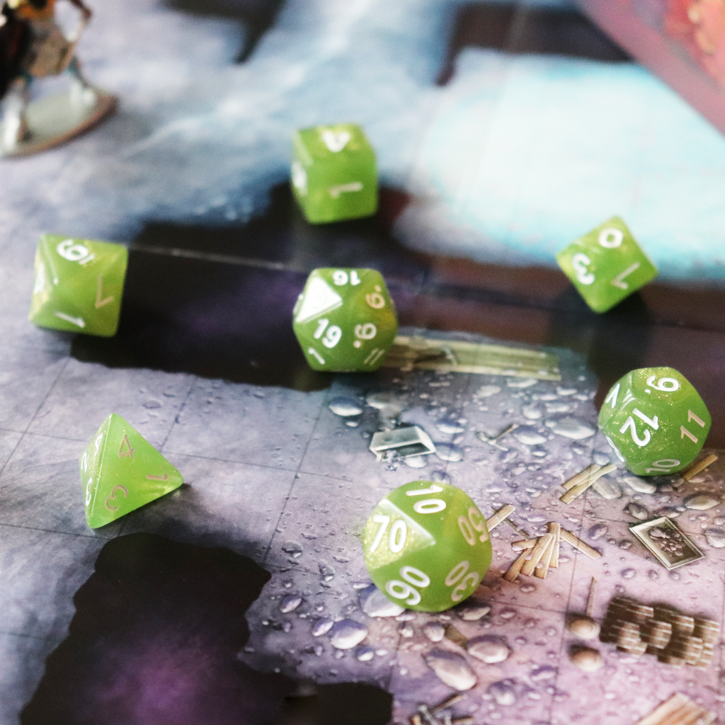 Opaque Acrylic Set of 7 TTRPG Dice - Enclave Green