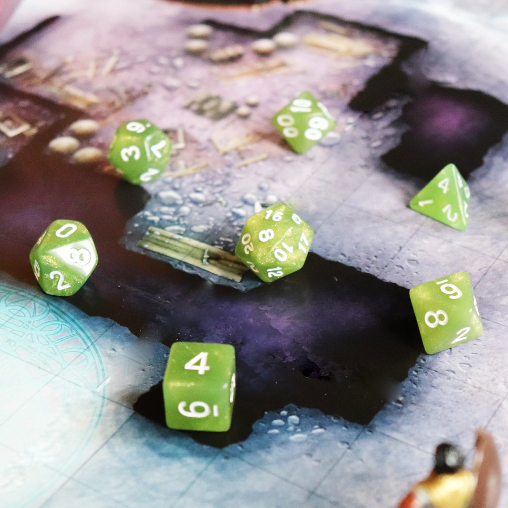 Opaque Acrylic Set of 7 TTRPG Dice - Enclave Green