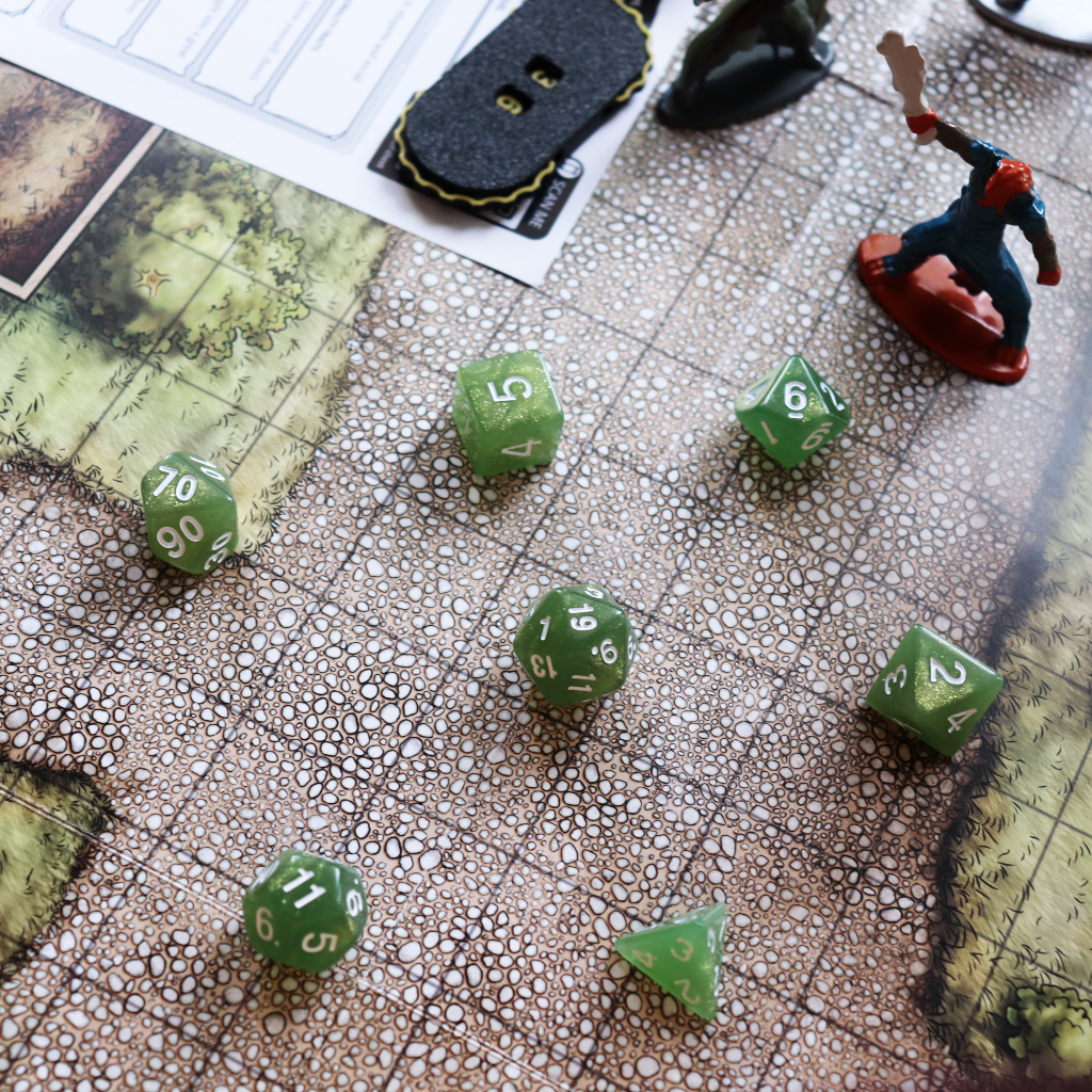 Opaque Acrylic Set of 7 TTRPG Dice - Enclave Green