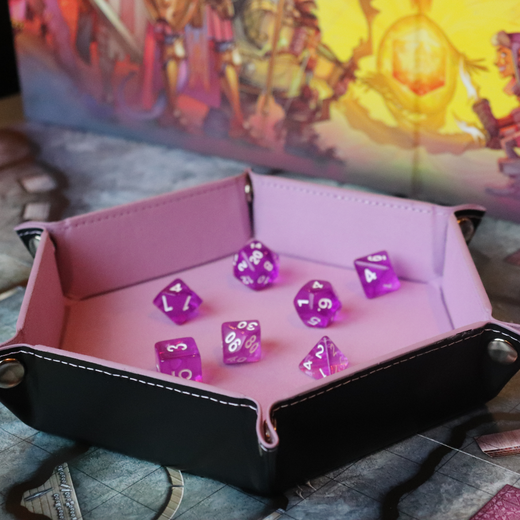 Hexagon Faux Leather Pop UP Dice Tray - Feywild