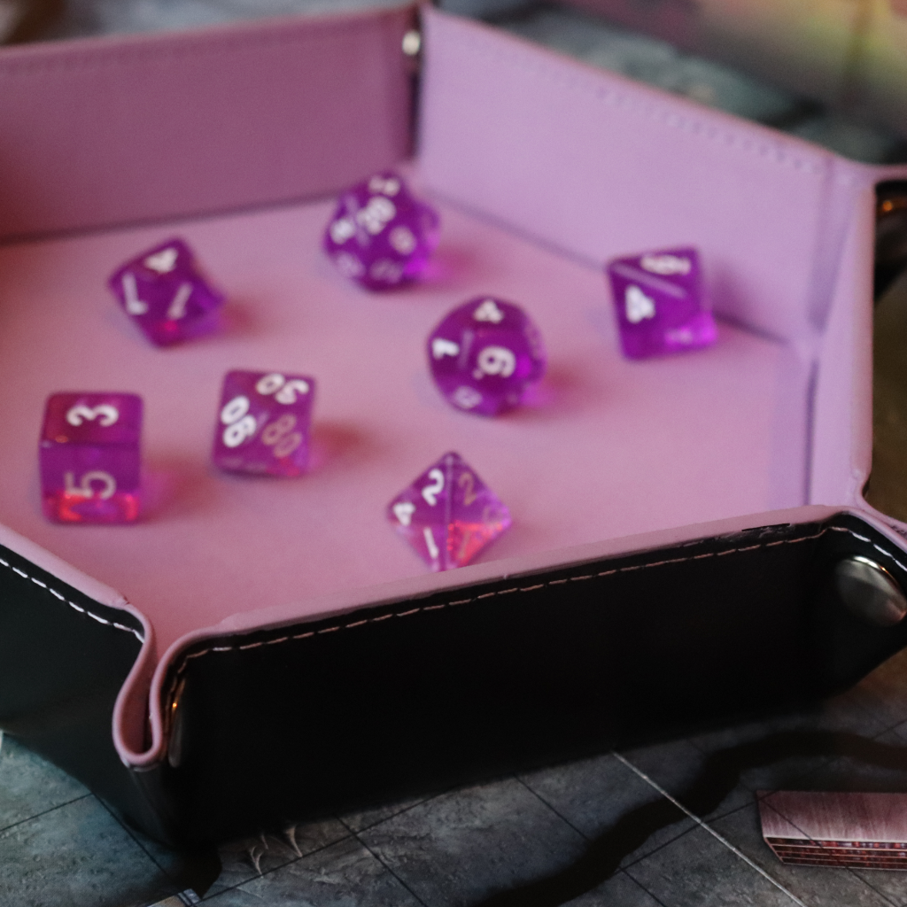 Hexagon Faux Leather Pop UP Dice Tray - Feywild