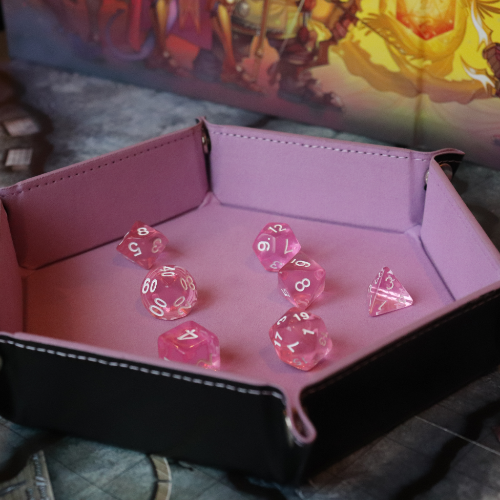 Hexagon Faux Leather Pop UP Dice Tray - Feywild