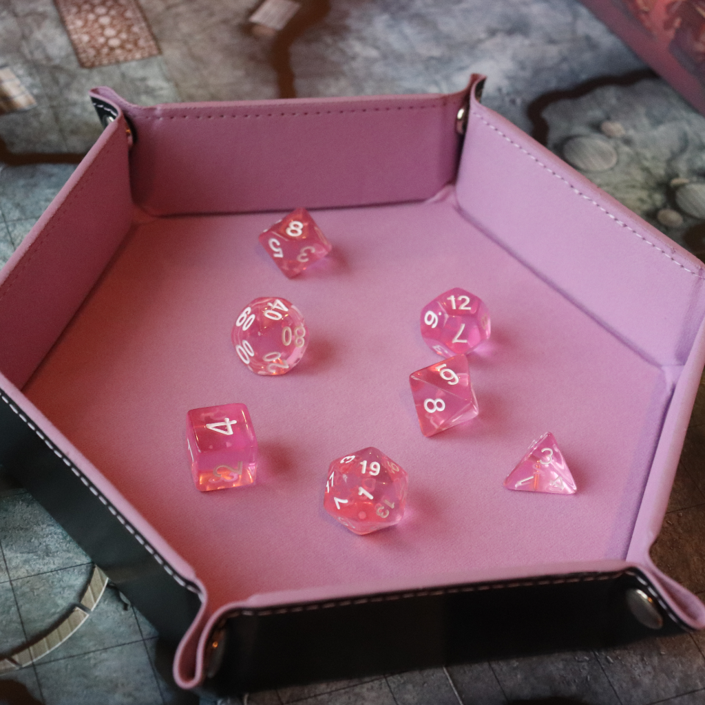 Hexagon Faux Leather Pop UP Dice Tray - Feywild