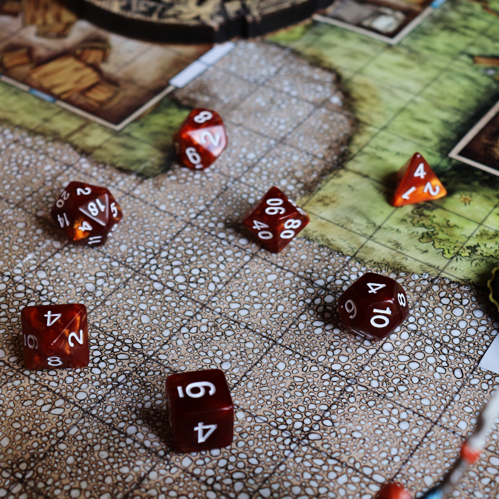 Opaque Acrylic Set of 7 TTRPG Dice - Fighter's Rust