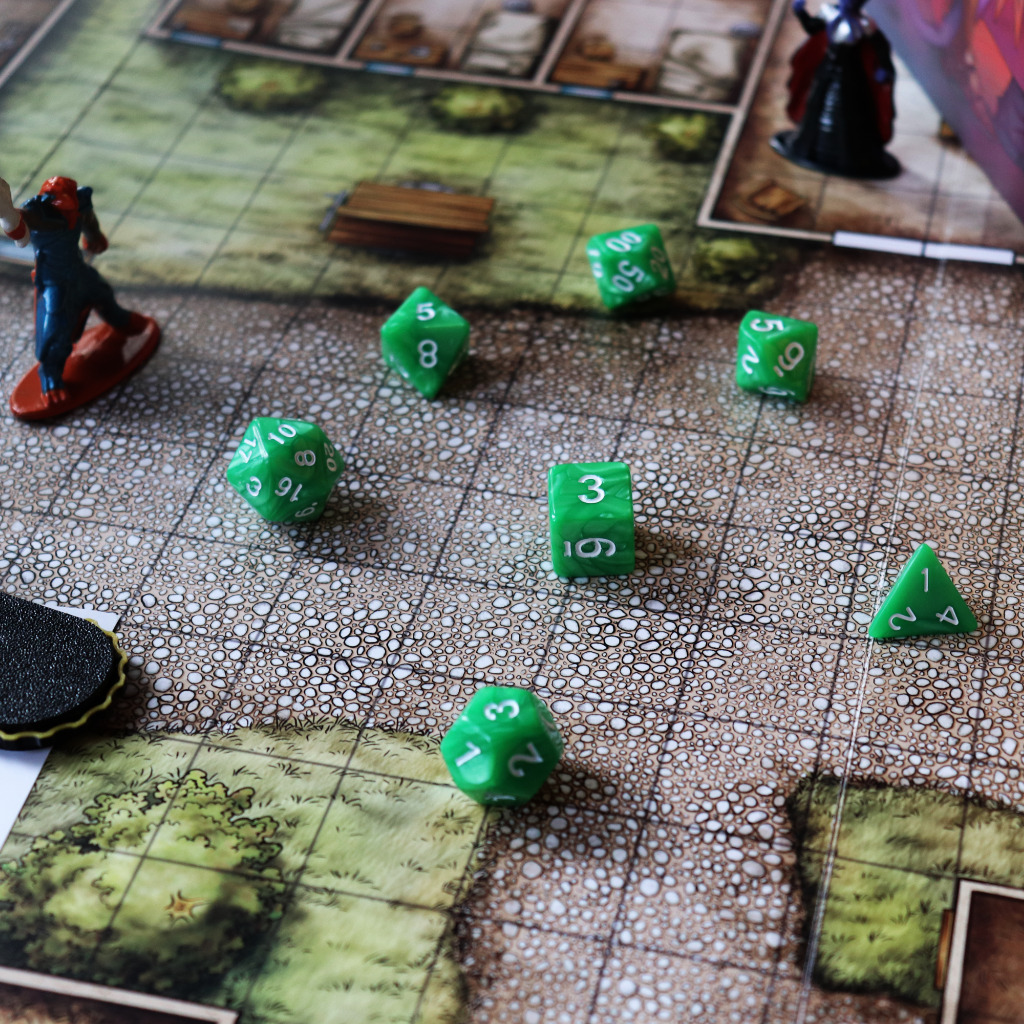 Opaque Acrylic Set of 7 TTRPG Dice - Flame Green