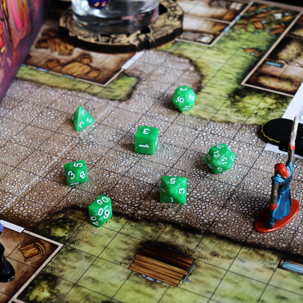 Opaque Acrylic Set of 7 TTRPG Dice - Flame Green