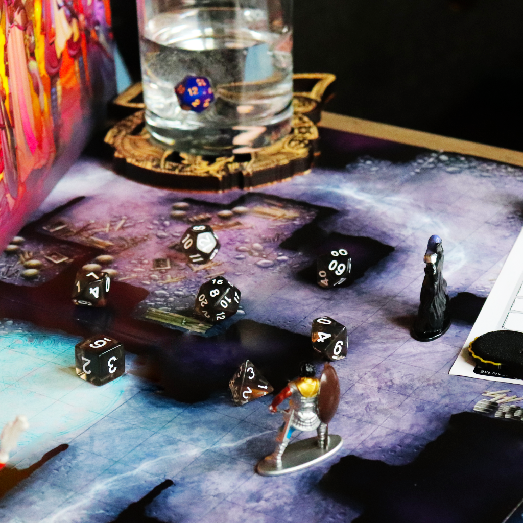 Transparent Acrylic Set of 7 TTRPG Dice - Fog of War