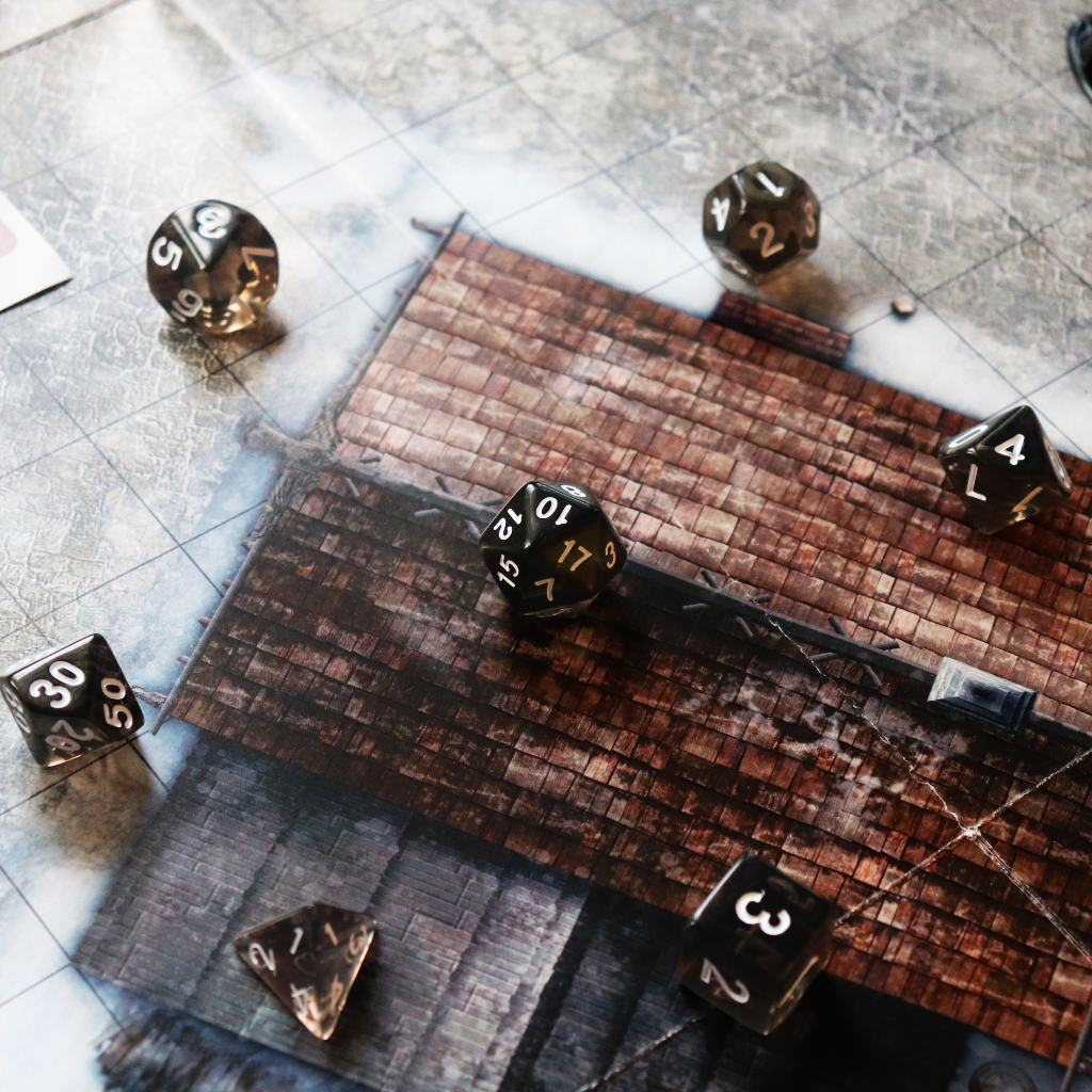 Transparent Acrylic Set of 7 TTRPG Dice - Fog of War