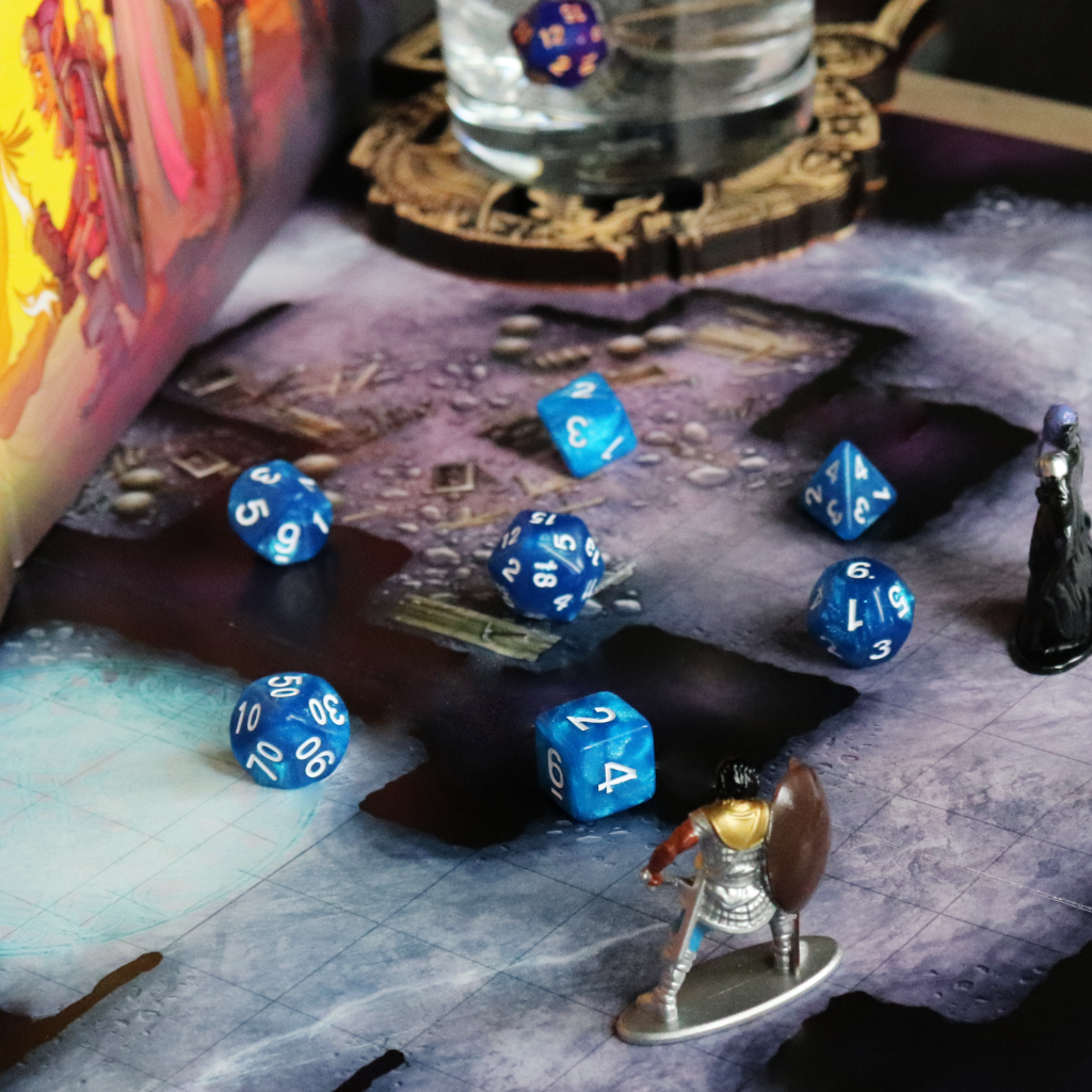Opaque Acrylic Set of 7 TTRPG Dice - Frost Breath