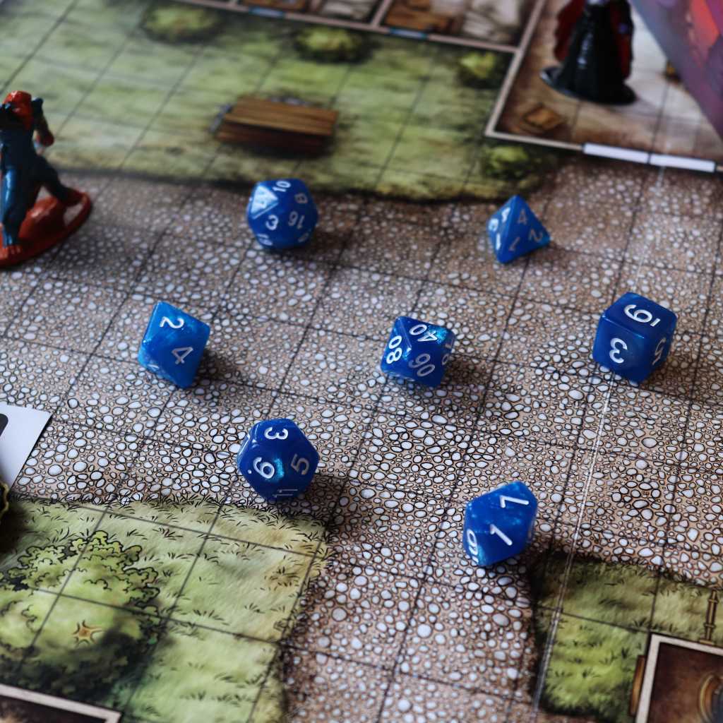 Opaque Acrylic Set of 7 TTRPG Dice - Frost Breath