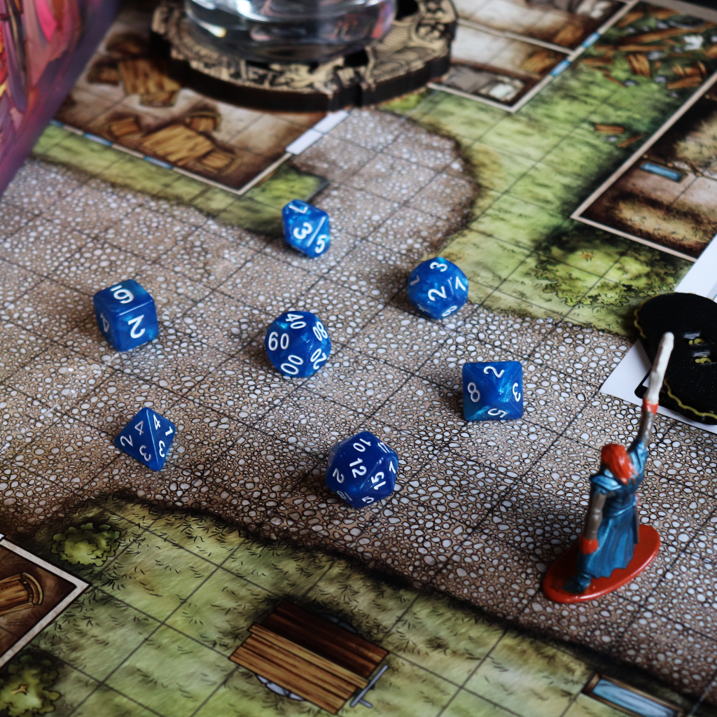 Opaque Acrylic Set of 7 TTRPG Dice - Frost Breath