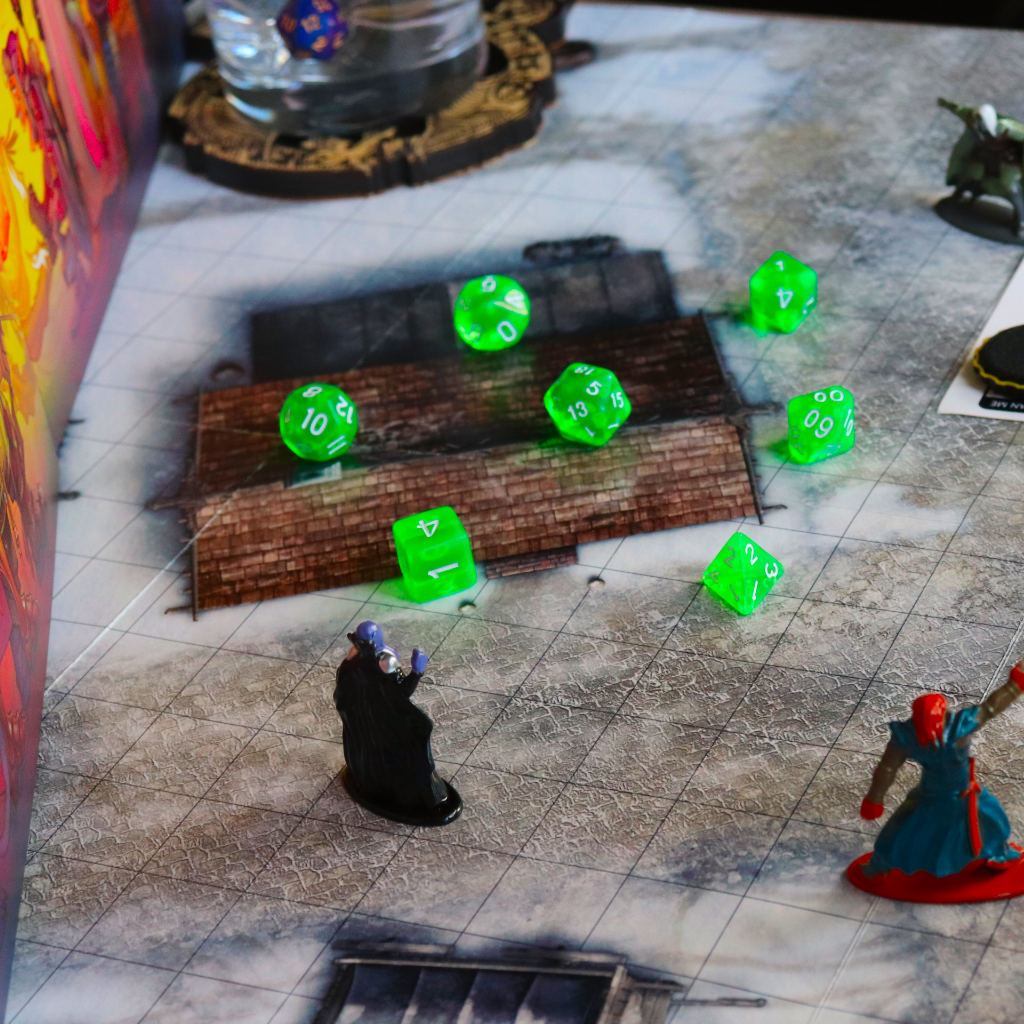 Transparent Acrylic Set of 7 TTRPG Dice - Gelatinous Cube