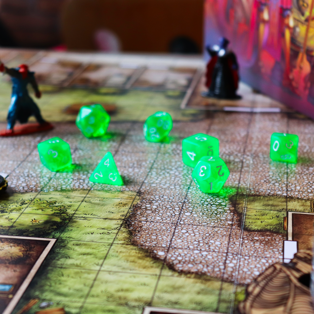 Transparent Acrylic Set of 7 TTRPG Dice - Gelatinous Cube