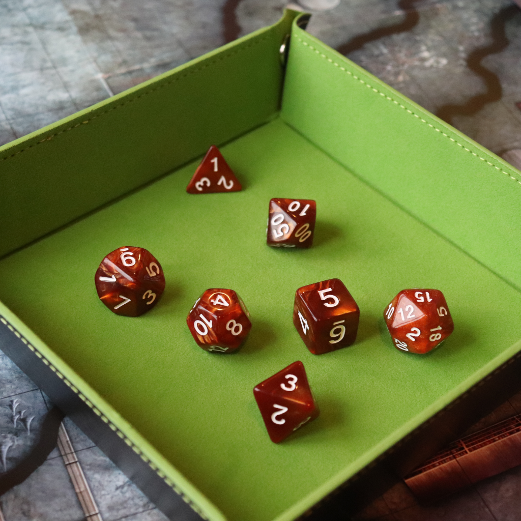 Square Faux Leather Pop UP Dice Tray - Goblin Green