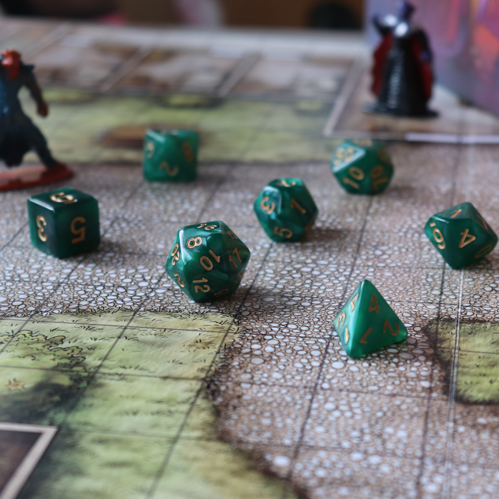 Opaque Acrylic Set of 7 TTRPG Dice - Goblin Green