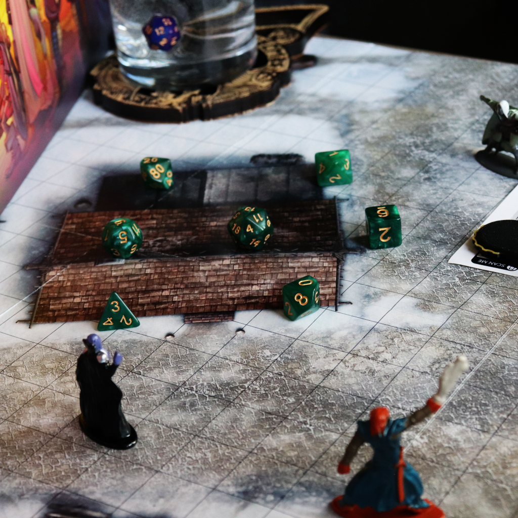 Opaque Acrylic Set of 7 TTRPG Dice - Goblin Green