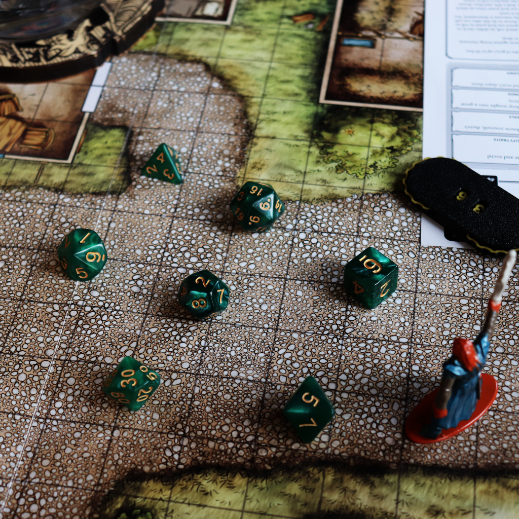 Opaque Acrylic Set of 7 TTRPG Dice - Goblin Green