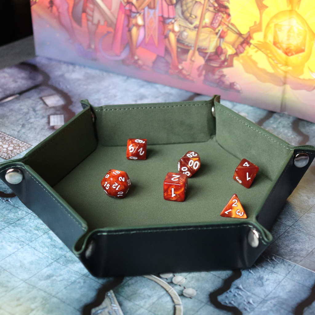 Hexagon Faux Leather Pop UP Dice Tray - Haggard
