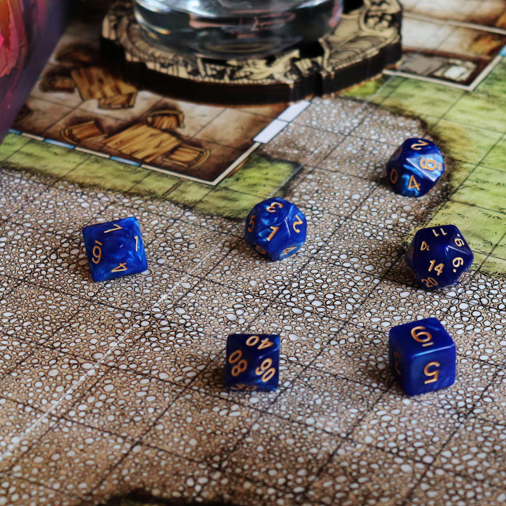 Opaque Acrylic Set of 7 TTRPG Dice - Underdark Indigo