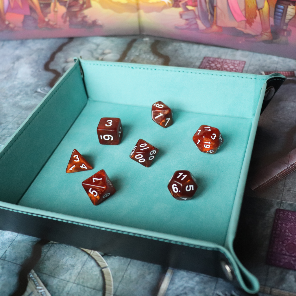 Faux Leather Pop UP Dice Tray - Monk Sky (2 Styles Available)