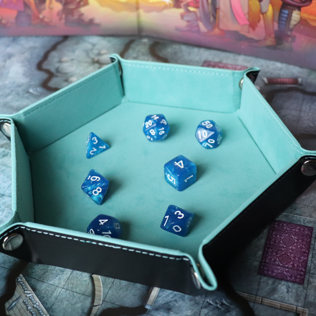 Faux Leather Pop UP Dice Tray - Monk Sky (2 Styles Available)
