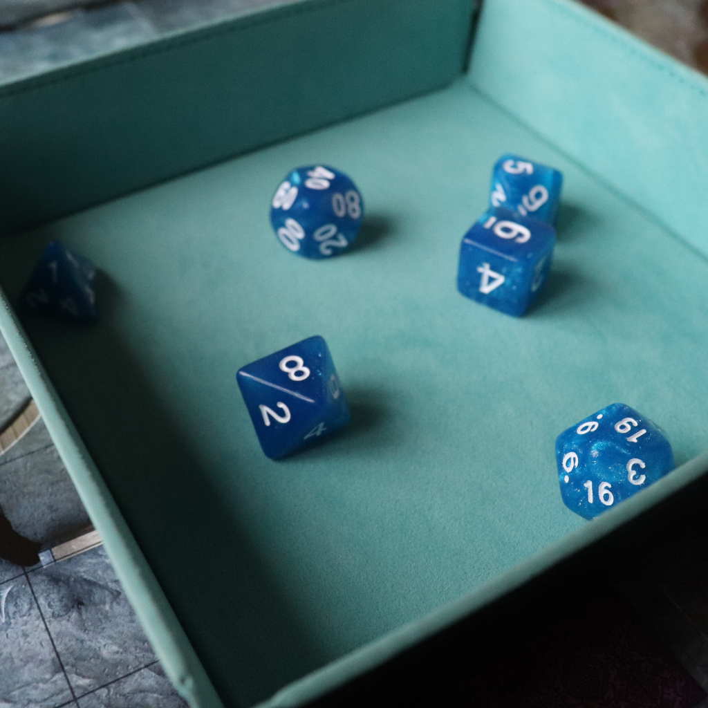 Faux Leather Pop UP Dice Tray - Monk Sky (2 Styles Available)