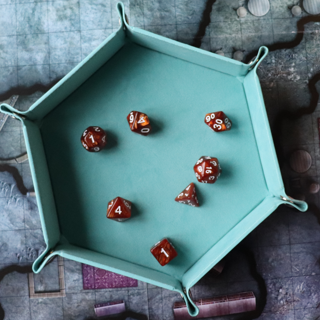 Faux Leather Pop UP Dice Tray - Monk Sky (2 Styles Available)