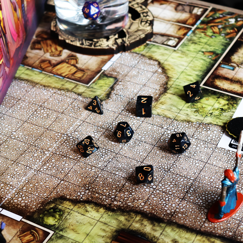Opaque Acrylic Set of 7 TTRPG Dice - Obsidian