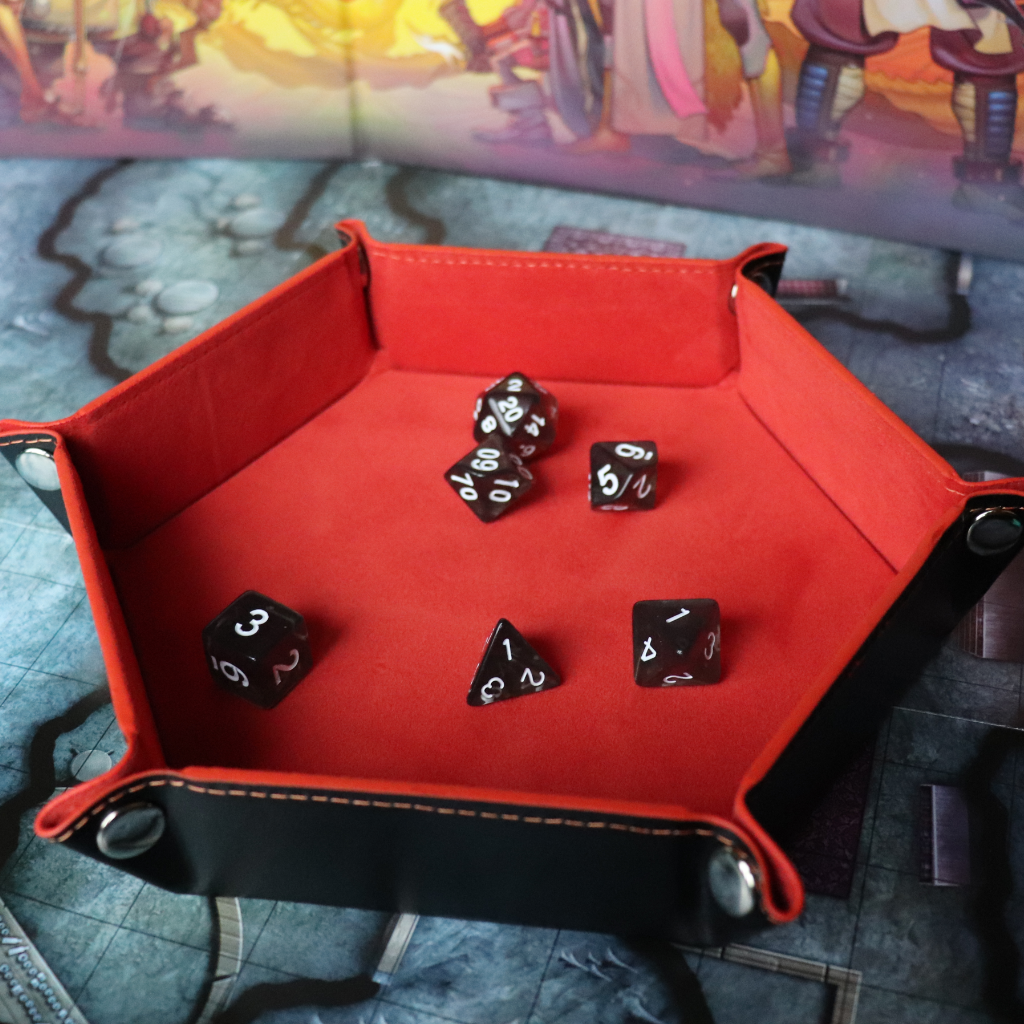Faux Leather Pop UP Dice Tray - Burning Ochre (2 Styles Available)