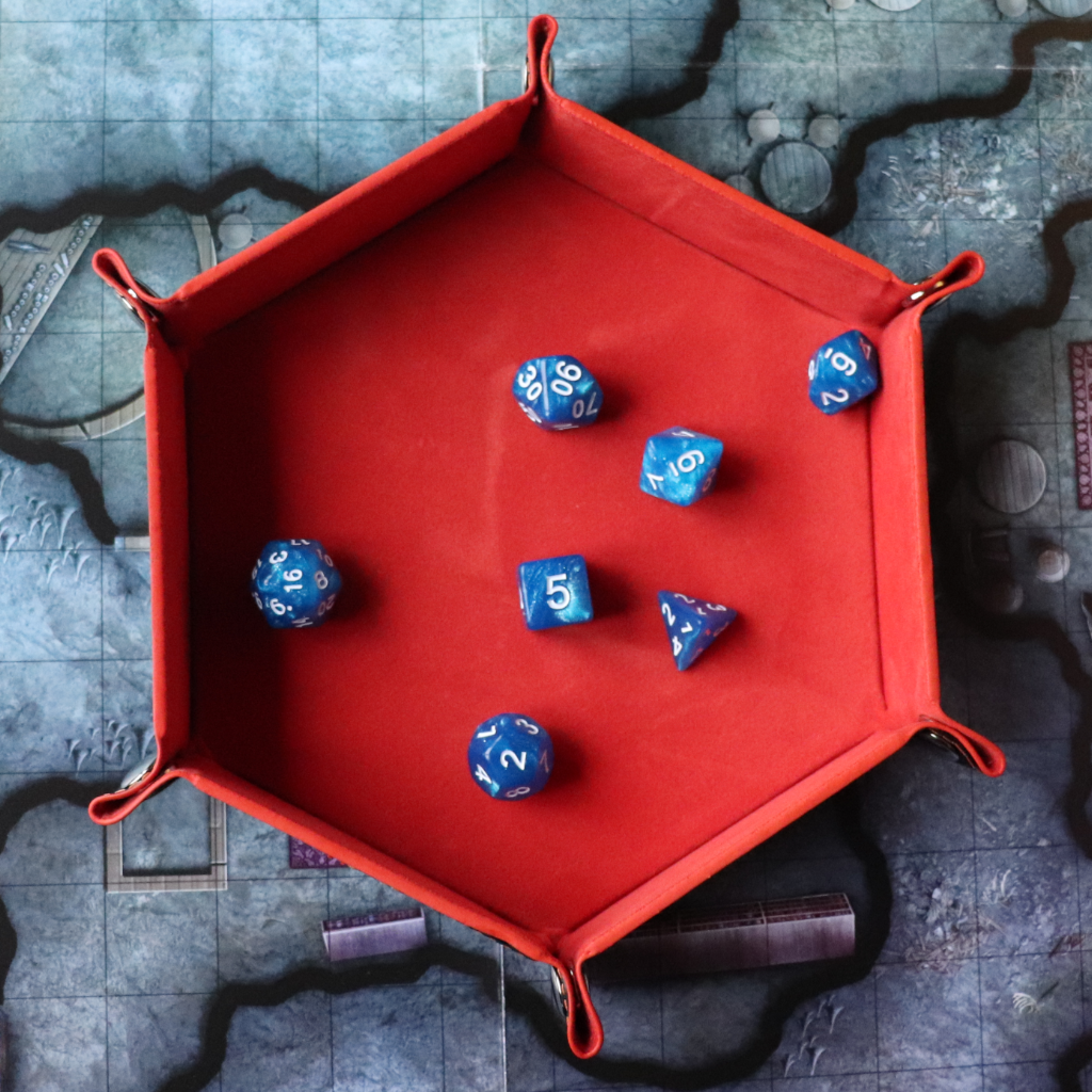 Faux Leather Pop UP Dice Tray - Burning Ochre (2 Styles Available)