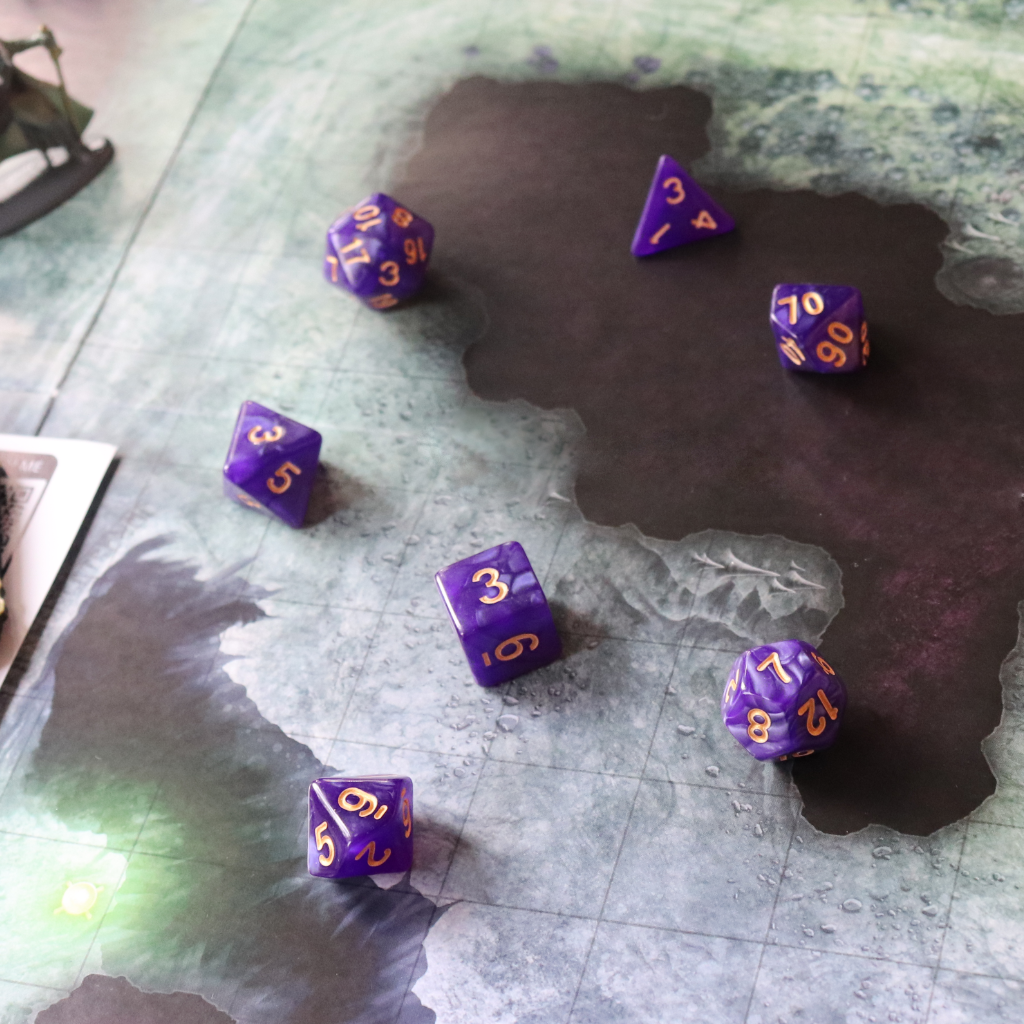 Opaque Acrylic Set of 7 TTRPG Dice - Patron's Purple