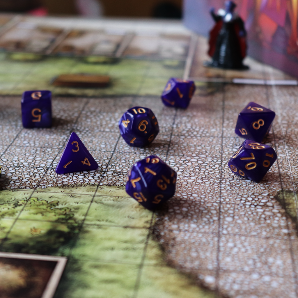 Opaque Acrylic Set of 7 TTRPG Dice - Patron's Purple