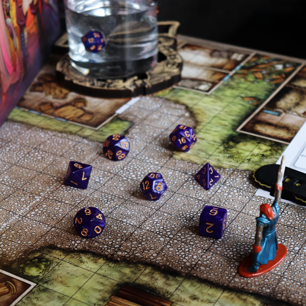 Opaque Acrylic Set of 7 TTRPG Dice - Patron's Purple