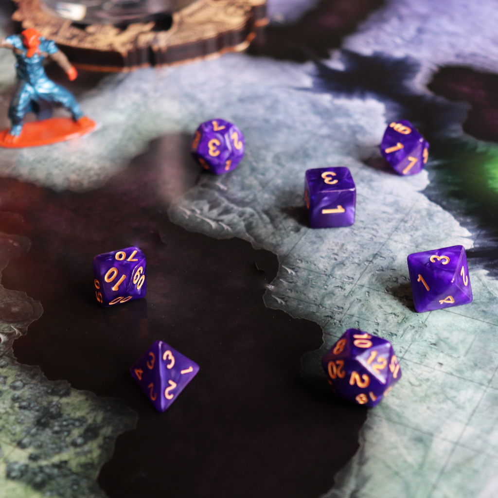 Opaque Acrylic Set of 7 TTRPG Dice - Patron's Purple
